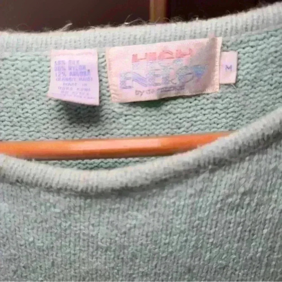 Vintage Teal HIGH ENERGY By De Rotchild Angora/Silk Sweater Women's Size M - Picture 4 of 4